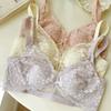 Women French Style Lace Wireless Thin Cup Large Breast Minimizer Comfortable Bra