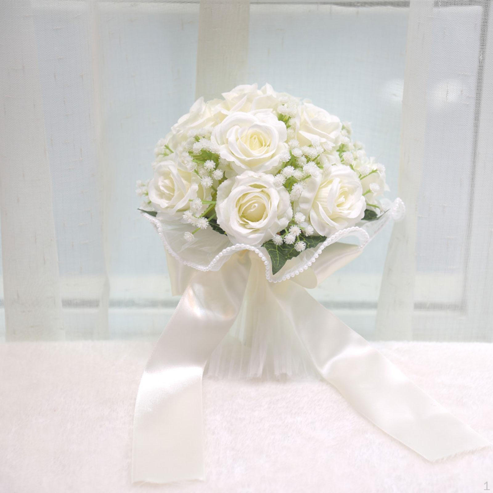 

Свадебный букет для невесты, свадебные 8-дюймовые центральные украшения, держащие цветы для вечеринки белый