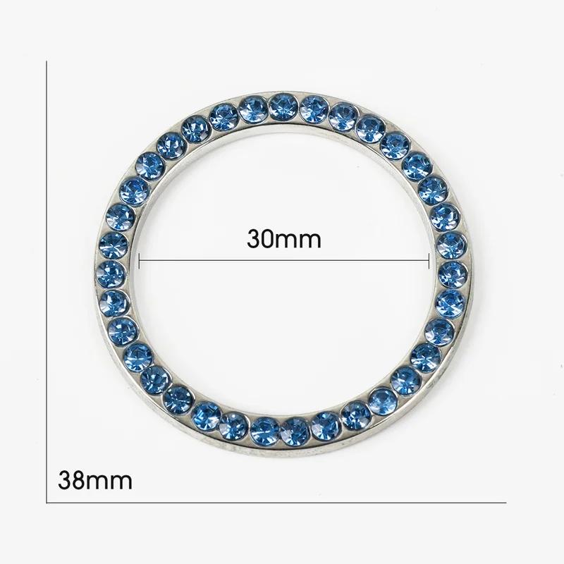 Car Start Button Rhinestone Sticker Diamond Bling Ring One Click Start Stop Switch Stickers Decoration Auto Accessories Decals
