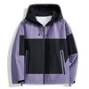 Men's and Women's Autumn and Winter Thin Hooded Jackets, Contrasting Color Youth Group Clothes, Outdoor Camping Windproof Jackets, Men's
