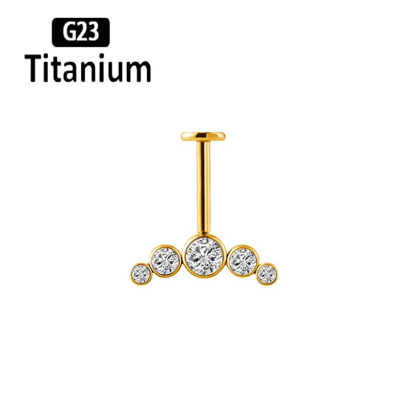 ASTM F136 Titanium 16G Marquise CZ Screw Flat Back Vertical Helix Piercing Ear Cartilage Stud Earrings G23 Titanium Body Jewelry