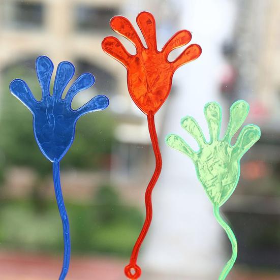 10Pcs Sticky Hand Toy Stress Anxiety Relief Portable Soft Stretch Colorful Palm Toy Kids Adults Party Favors Halloween Christmas Goodie Bag Stuffer