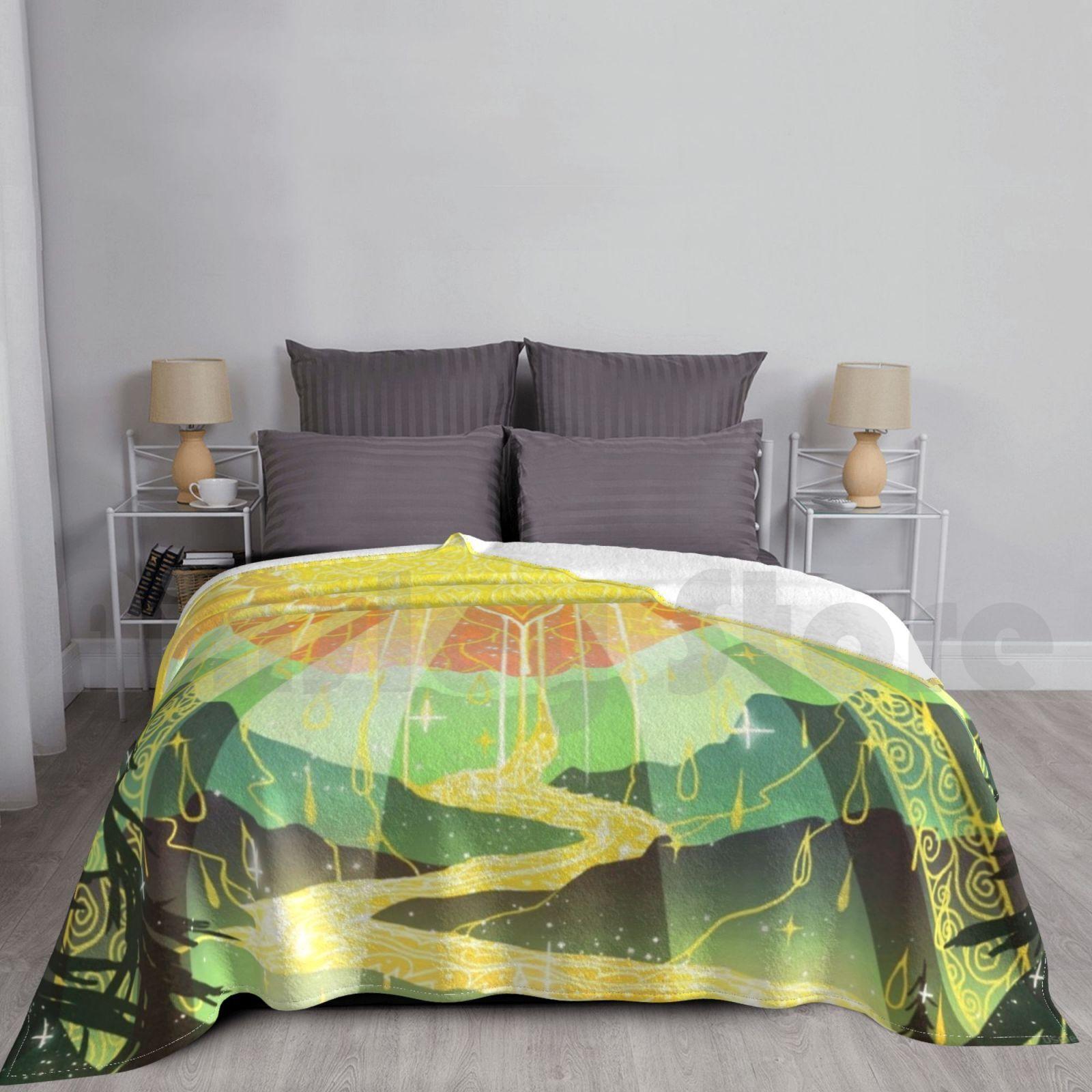 Dawn Blanket Fashion Custom Forest Hipster Pattern Sun Mountain Pnw Pacific Northwest Size: 75*100cm, Weight: 230 GSM