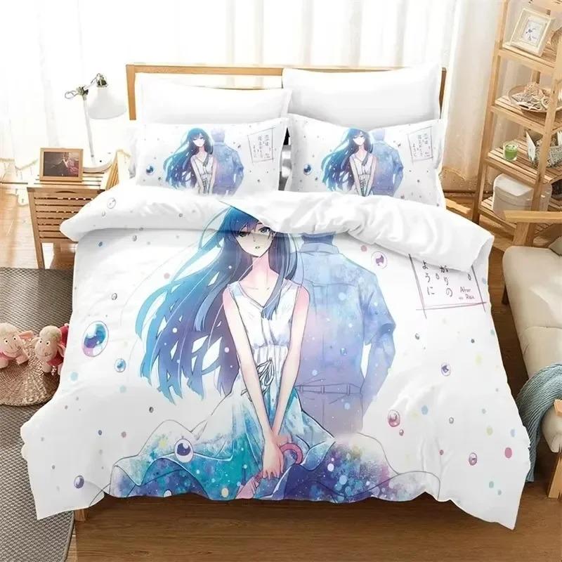3D Print Anime After The Rain Bedding Set 3D Printed Suitable for Bedroom Duvet Cover Set With Pillowcases Kids Home Textile