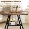 Round Dining Table for 4, 100 X 76 Cm, Shelf, Rustic Brown