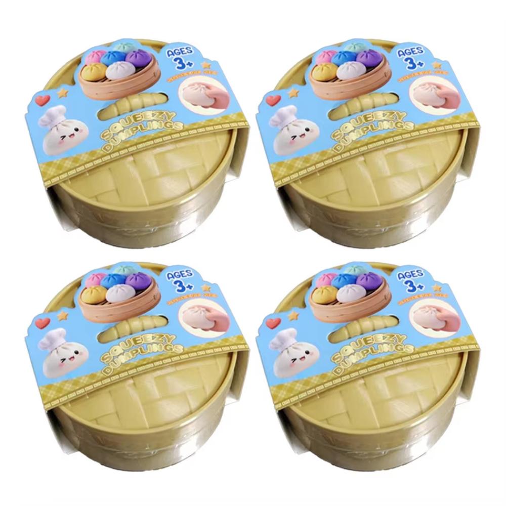 Toys Colorful Dumpling Squishes Stress Balls Fidget Sensory Simulation Food Squishies Bun with Steamer Squeeze Dough Ball Gift Presents