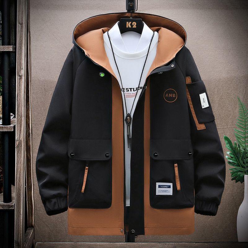 Jackets Men's Spring and Autumn Men's Youth Hooded Jackets Trendy Loose Casual Workwear Jackets