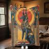 Vintage Ägyptische Mythologie Anubis Gott Hieroglyphen Ornament Muster Flanell Fleece Decke Warmer Plüsch Bettüberwurf für Wohnzimmer