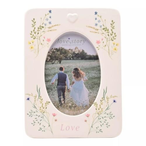 Celebrations Love Story Ceramic Floral Single Photo Frame