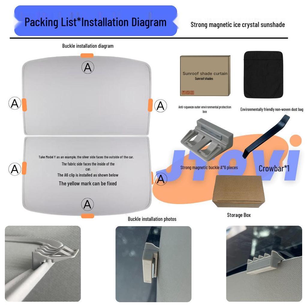Magnetic Sunshade for Tesla Model 3 Roof: Heat Insulation & Skylight Protection