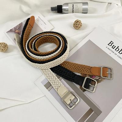 No Punching Woven Belt Elastic Canvas Belt Female Style Student Decorative Belt