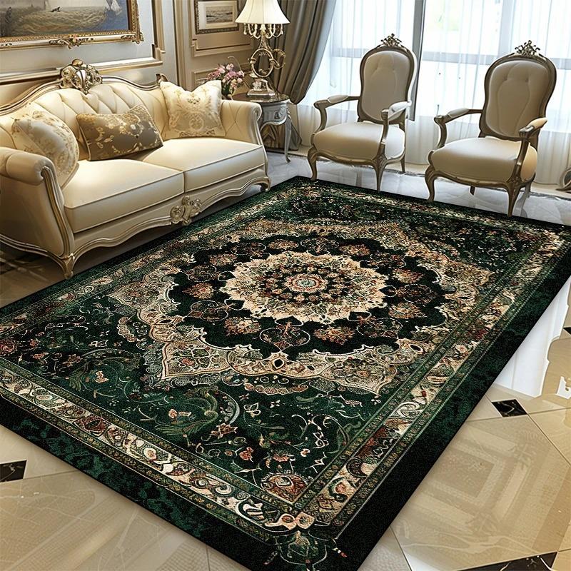 

Persian Black Gold Luxury Rug for Living Room, Bedroom & Office Sofa Area Non-Slip Decor 40x60cm