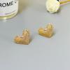 Sweet Temperament Dongdaemun Three-Dimensional Full Diamond Love Stud Earrings Light Luxury Women'S Earrings
