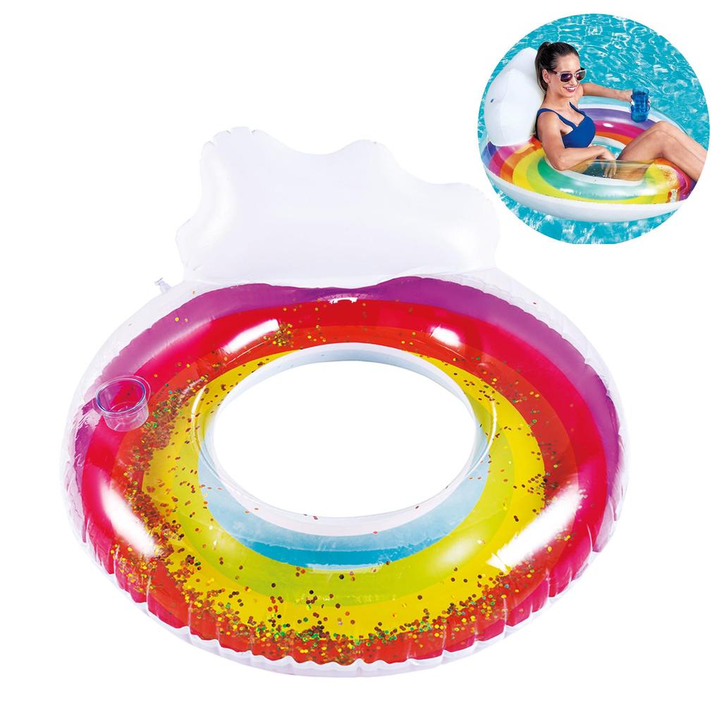 DINETTE Float Rainbow Diameter 110cm for Water Single Beach, Play, Pool,
