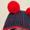 Children Hat Plush Balls Decor Thickened Knitting Hat 3-in-1 Design Hat Scarf Face Guard Headgear Elastic Fit Windproof Hat