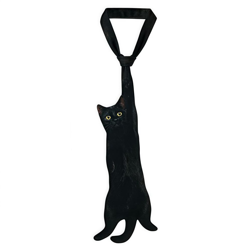 3D Cat Cat-shaped Unisex's Tie Animal Pattern Novelty Kitten Necktie Lifelike Satin Fabric Creative Neck Tie For Party Wedding