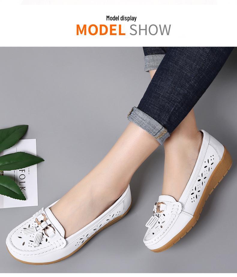 Korean Style Spring 2024 Women's Casual Loafers - Slip-On Bean Shoes for Moms.