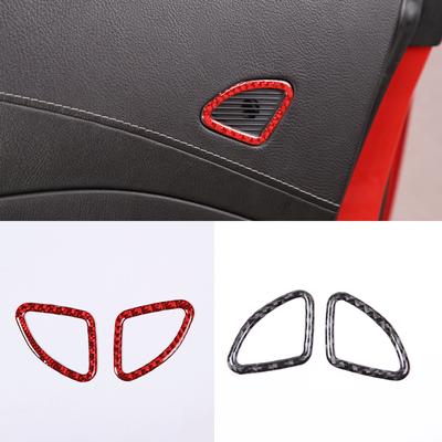 2Pcs/Set Carbon Fiber Style Car Door Speaker Frame Cover Trim Sticker For Chevrolet Corvette C7 2014- Auto