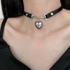 Punk Y2K Charm Grunge Heart Pendant PU Leather Sexy Choker Vintage Necklaces for Women Spice Girls Goth Jewelry Accessories Gift