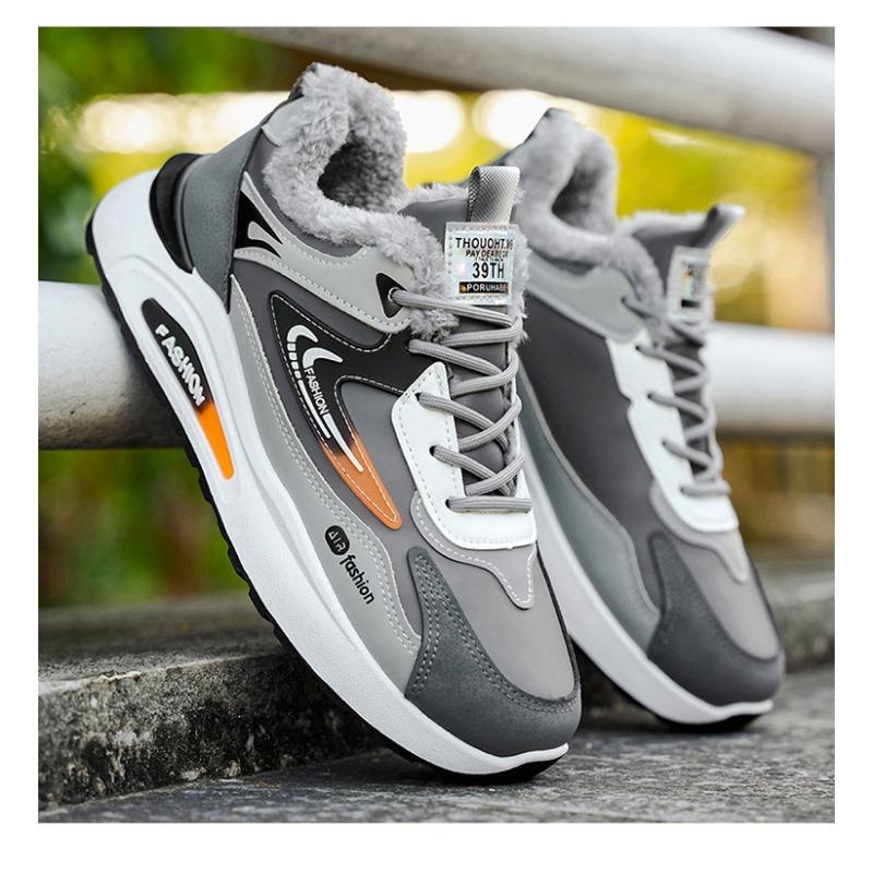 Men Winter Fleece Lined Thick Sole Non Slip Casual Sports Chunky Sneakers