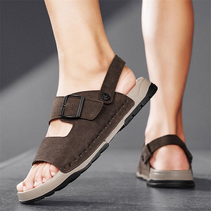 Fashion Beach Male Comfortable Slippers All-match Flats Men's Casual Walking Shoe 2025 New Cow Down Sandals Beach Mens Slip On Shoes