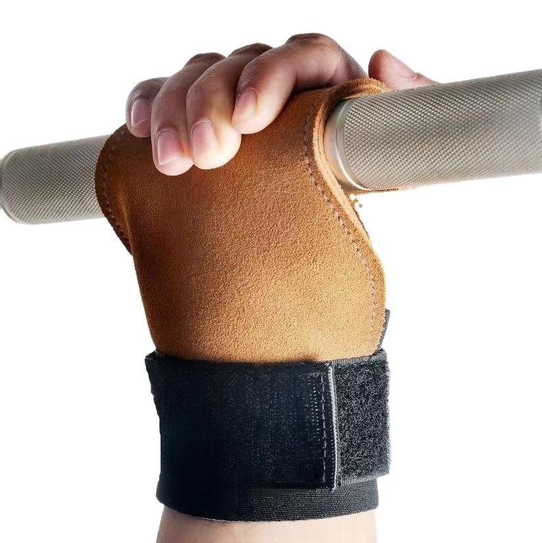 Hot Selling Unisex Cowhide Black Hand Gripper Strength Training Lifting Grips Palm Guard Fitness Safety Weight Lifting