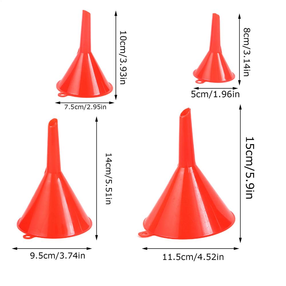 

4Pcs/set Kitchen Funnel Set For Automotives Wide Mouth Bottle Funnel Household Refueling Funnel Mini Portable Oil Pot Funnels