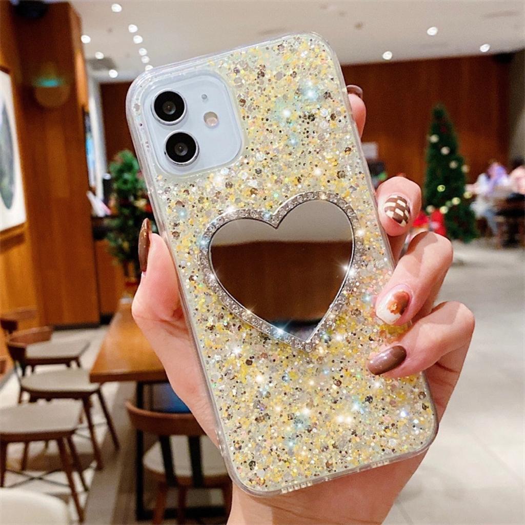 Apple XR Mobile Phone Case Is Suitable for iPhone15 Epoxy XSmax Rhinestone 11Pro Love SE Mirror Glitter