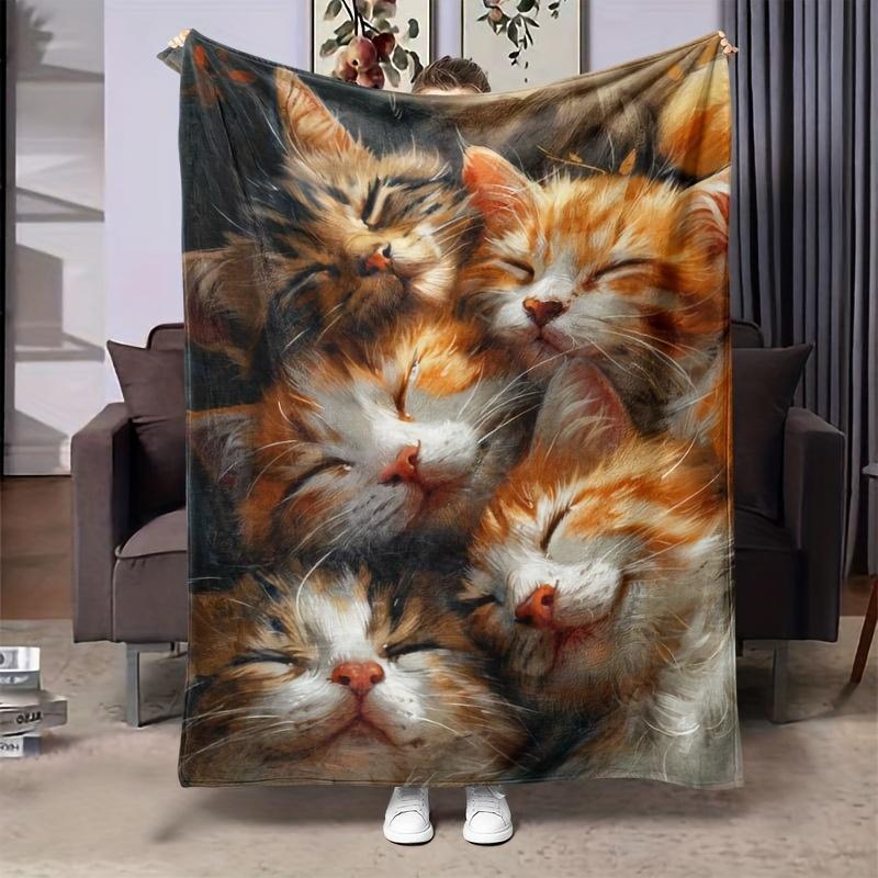 

Cuddly Cats Blanket - Soft Cozy Throw with Adorable Feline Faces, Perfect for Home Decor, Unique Gift for Cat Lovers 75x90cm