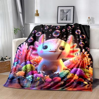 1pc Axolotl Bubble Blanket  Soft Throw for Room Decor, Perfect Gift, Living Room, Travel, Camping, Car Blankets, Beach