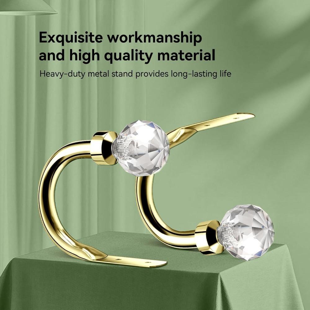Crystal Curtain Holdbacks 2pcs, Metal Curtain Tieback Pull Back for Wall, Heavy Duty Side Holders Tie Backs for Drapes Drapery Window Home Decoration