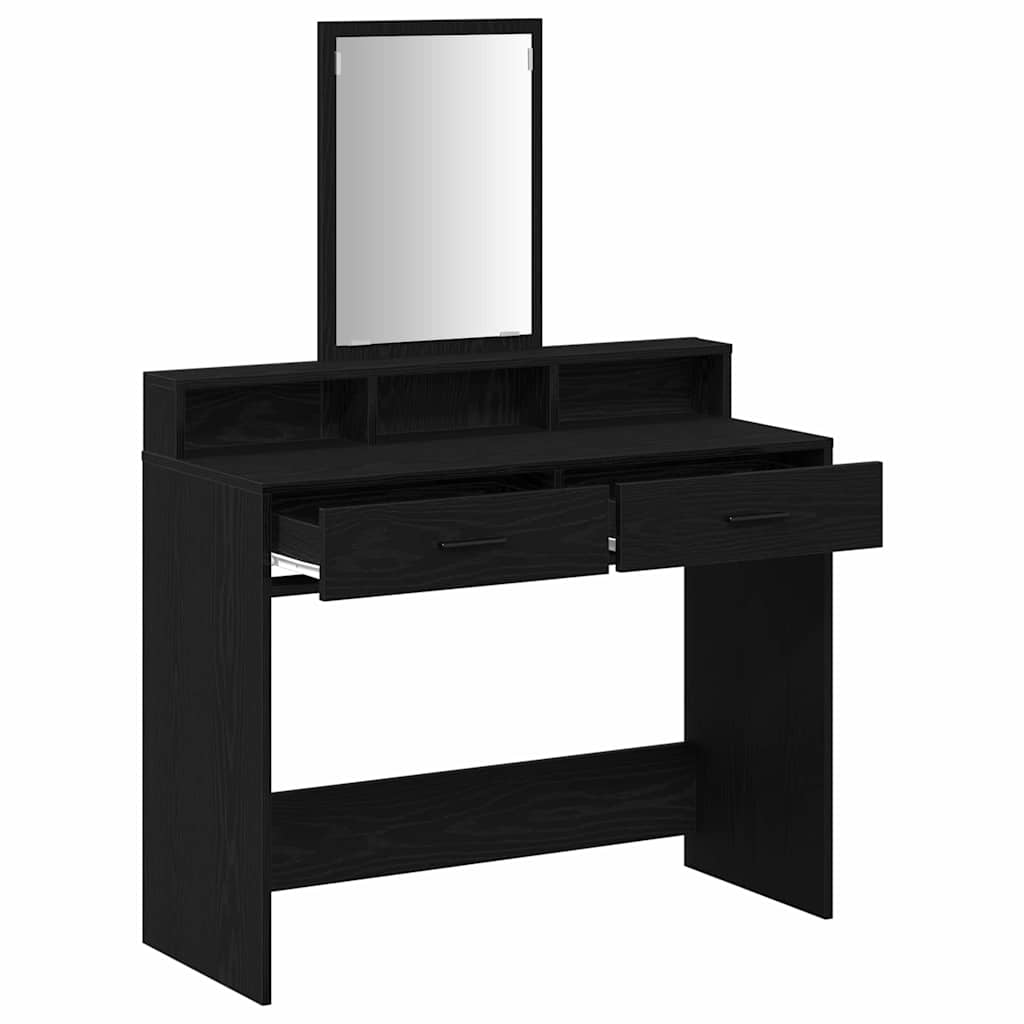 Makeup Table with Shelf Black Oak Look 100 x 41 x 140 cm