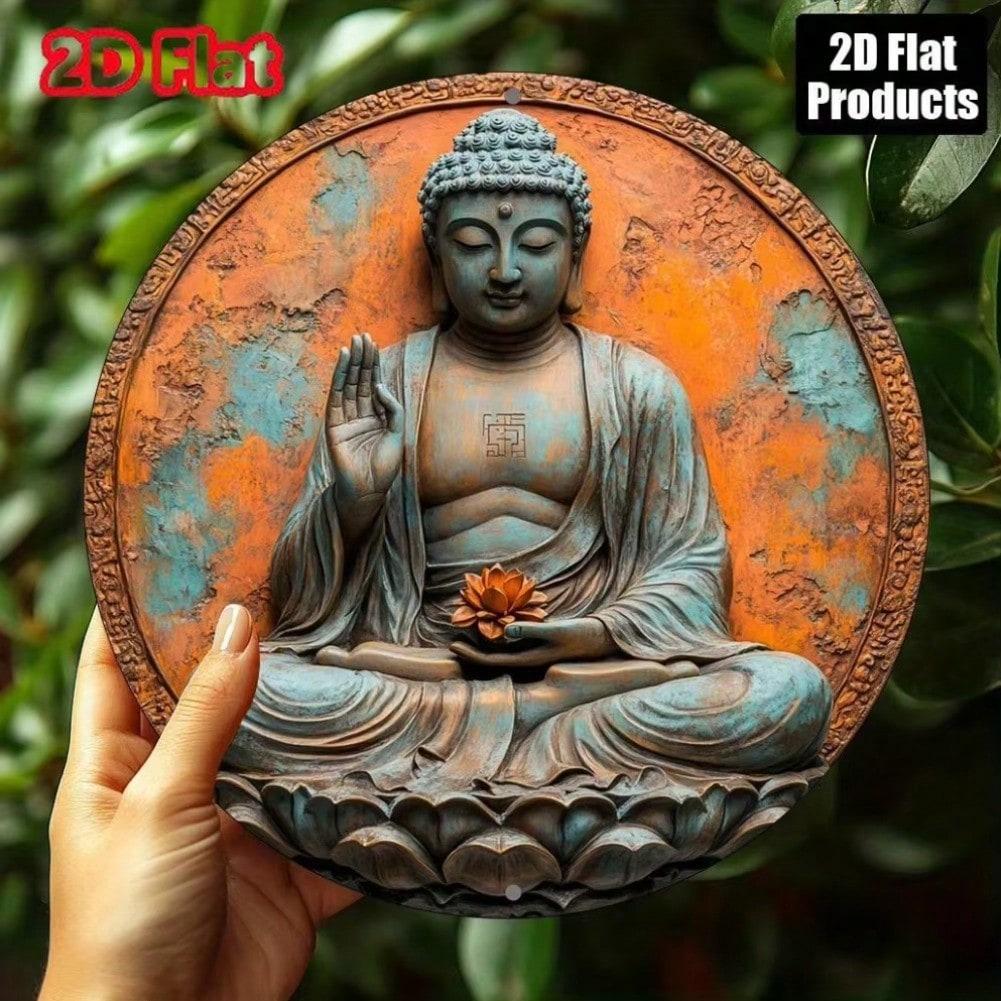 Decorazione Murale in Latta Buddha Vintage per Casa Ufficio Bar Caffè