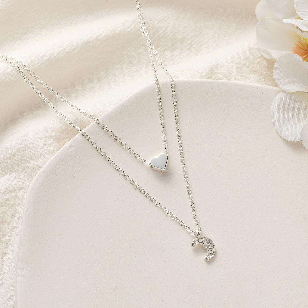 Necklace, Fashionable And Versatile Love Moon Two Layers Two Layers Necklace Item