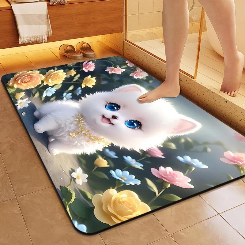 Naked Eye Visual Cute Pet Floor Mat Diatomaceous Mud Bathroom Floor Mat Bathroom Absorbent Foot Mat Entrance Door Mat