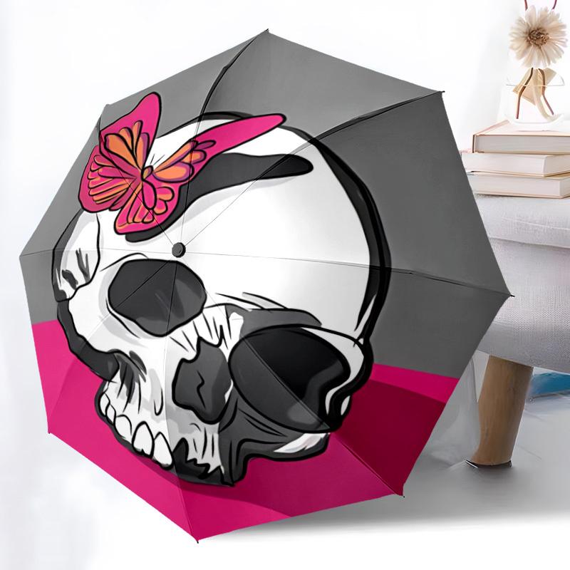 

1pc Skull Butterfly Automatic Open/Close Umbrella - Compact Travel Umbrella, Gift for Birthday, Holiday yy260106072