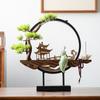 Großer chinesischer Rückfluss-Räucherbrenner mit USB-LED-Lichtring Nette Dame Keramik Heimdeko Ornamente Kiefer Zypresse