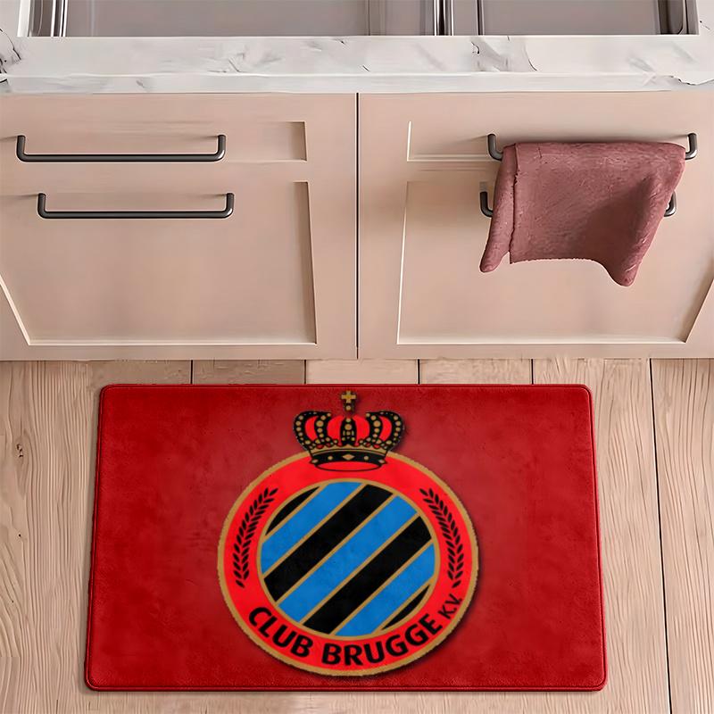 Club Brugge KV Flannel Kitchen Floor Mat Absorbent Non-Slip Soft Standing Mat Washable Comfortable Kitchen Rug for Home Sink Laundry