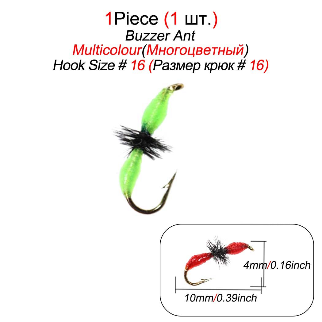 

1/3 шт. искусственные муравьиные мокрые нахлыстовые приманки для ловли мух, наживка для ловли форели нахлыстом 1Pcs-Size 16