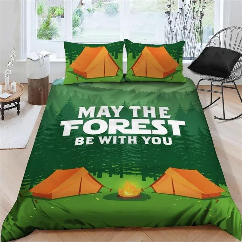 Camping Car Duvet Cover Travel Theme Bedding Set Cartoon Animal Camping Comforter Cover Full King For Teens Adult Camper Gifts