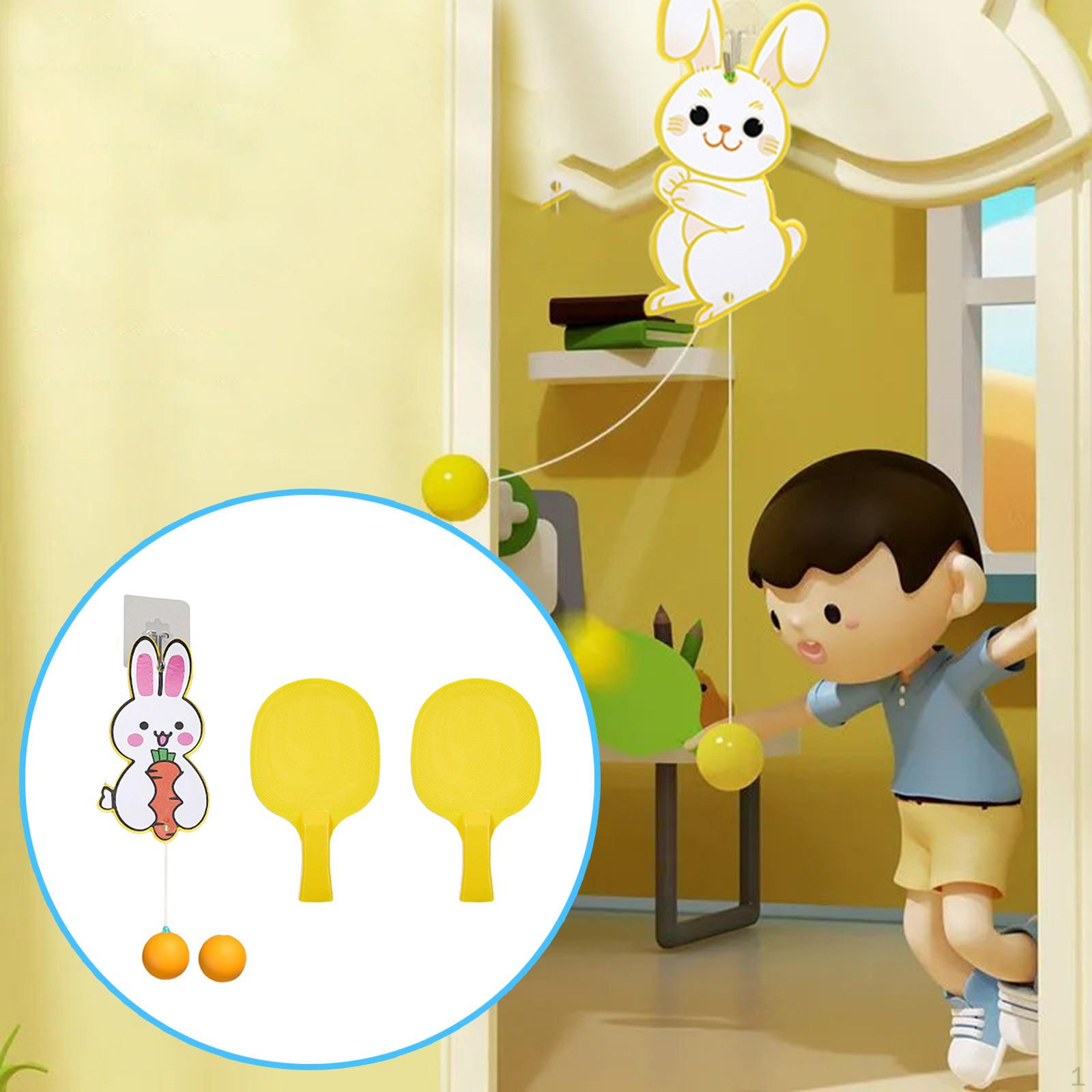 

Подвесные тренажеры для настольного тенниса, игрушки для координации рук, ракетки и мячи для сольных тренировок для детей и мальчиков 1 Bunny Hold Carrot