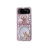 For Korea for Samsung Zflip4 Mobile Phone Case Luxury Full Diamond Cat Flower Glass Mirror Ins Style Bunny