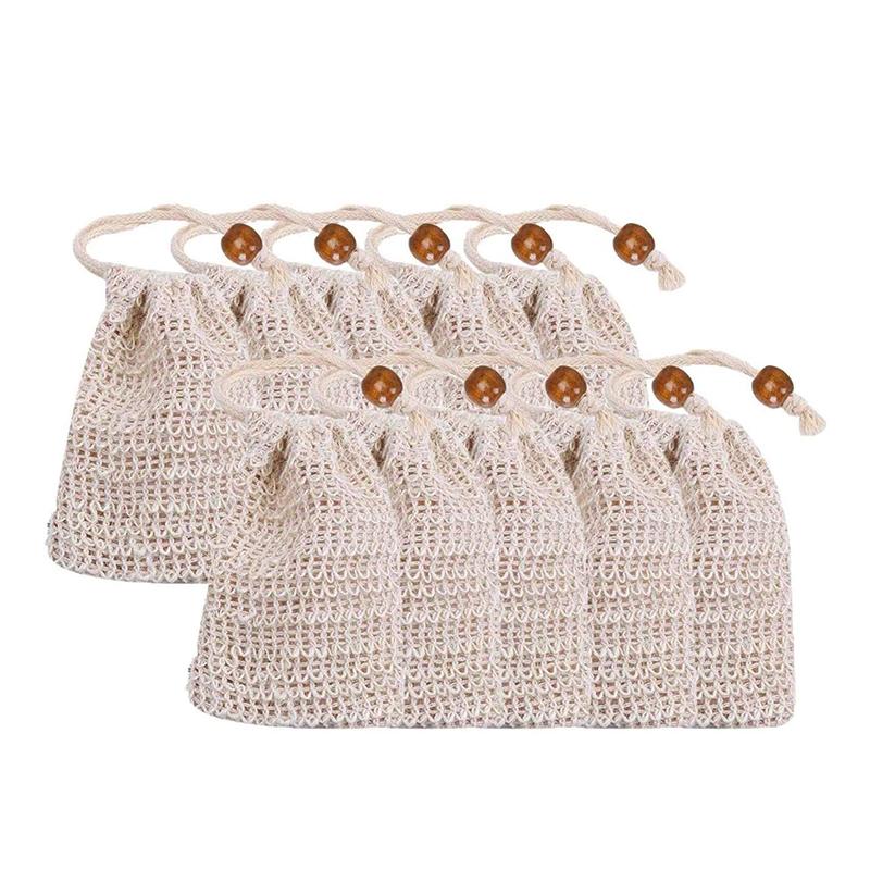 5-50Pcs Natural Sisal Soap Saver Bag Exfoliating Mesh Pouch Eco Friendly Zero Waste Sustainable for Shower Bath Travel Use
