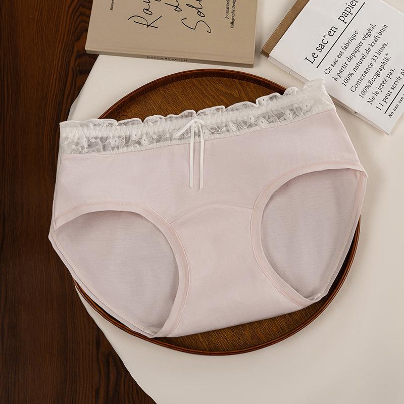 Ladies' Spring and Autumn New Pure Cotton Sexy Lace 10a Antibacterial Crotch Non Buttocks Underwear