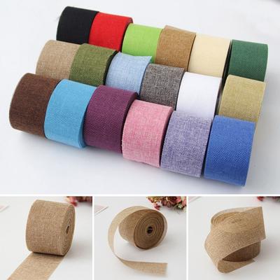 10M Colorful Woven Linen Ribbon Burlap Hemp Fabric Hessian Hemp Cloth DIY Rustic Jute Ribbon Wedding Decor Linen Rolls