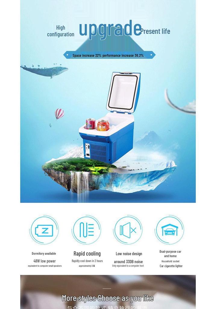 Ci Bai Jia 8L Dual-Use Car Mini Fridge - Hot/Cold Electronic Small Refrigerator
