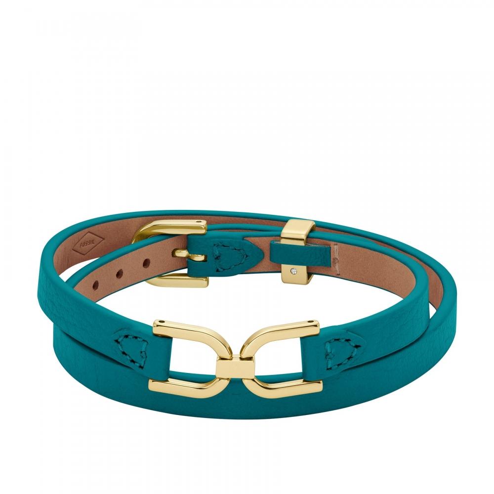 

Fossil Women s Heritage D-Link Smokey Blue Leather Strap Bracelet