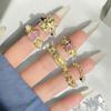 Medieval Bauhinia Flower Gourd Open Ring Women'S Light Luxury Niche Exquisite Pink Zircon High-End Chain Ring