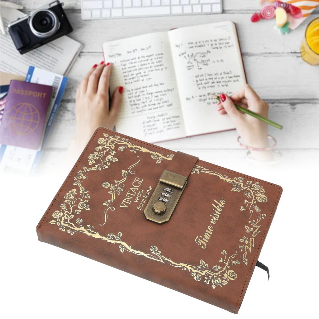 Password Book Multipurpose Portable Fashionable Exquisite Europn Vintage Lock Diary for Writing