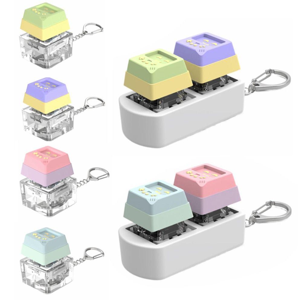 Diy Keycaps Toy Keyboard Fidget Toys Stress Relief with Keychain Keyboard Keychain Finger Button Button Shaft Tester Adults